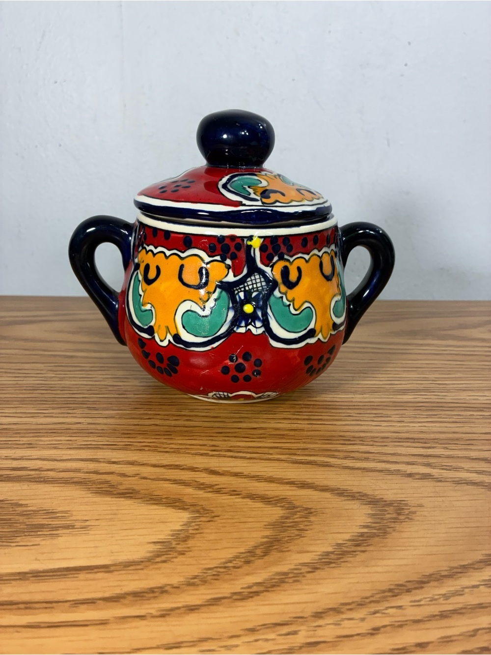 Talavera Sugar Bowl with lid and handles
